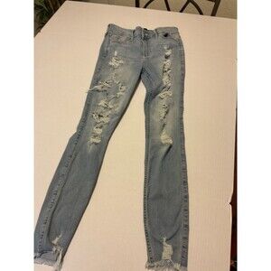 Hollister High Rise Super Skinny 5S  W27 L28 Jeans Blue Washed Ripped Type